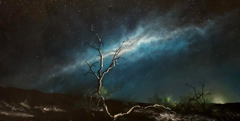 nebula, stars, acrylics, painting, art, artwork, ocean, beach, landscape, landscapes