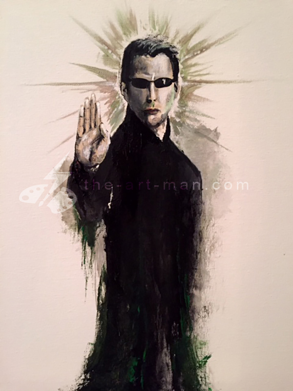 neo, sci-fi, matrix, keanu, acrylics, painting, art, artwork, ocean, beach, landscape, landscapes