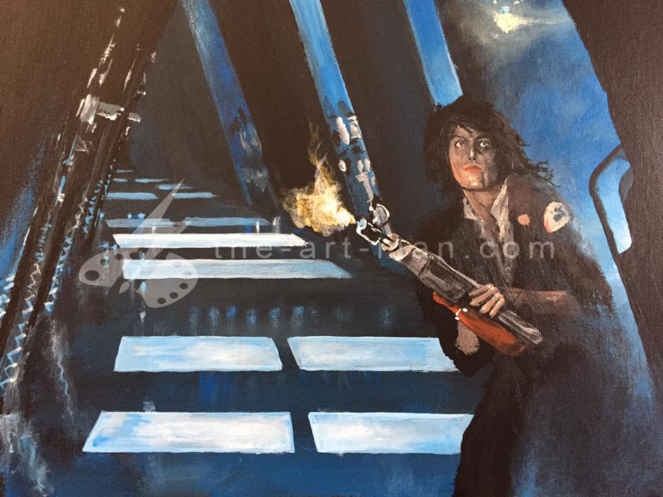 ripley, sigourney weaver, alien, bespin, starwars, acrylics, painting, art, artwork, ocean, beach, landscape, landscapes