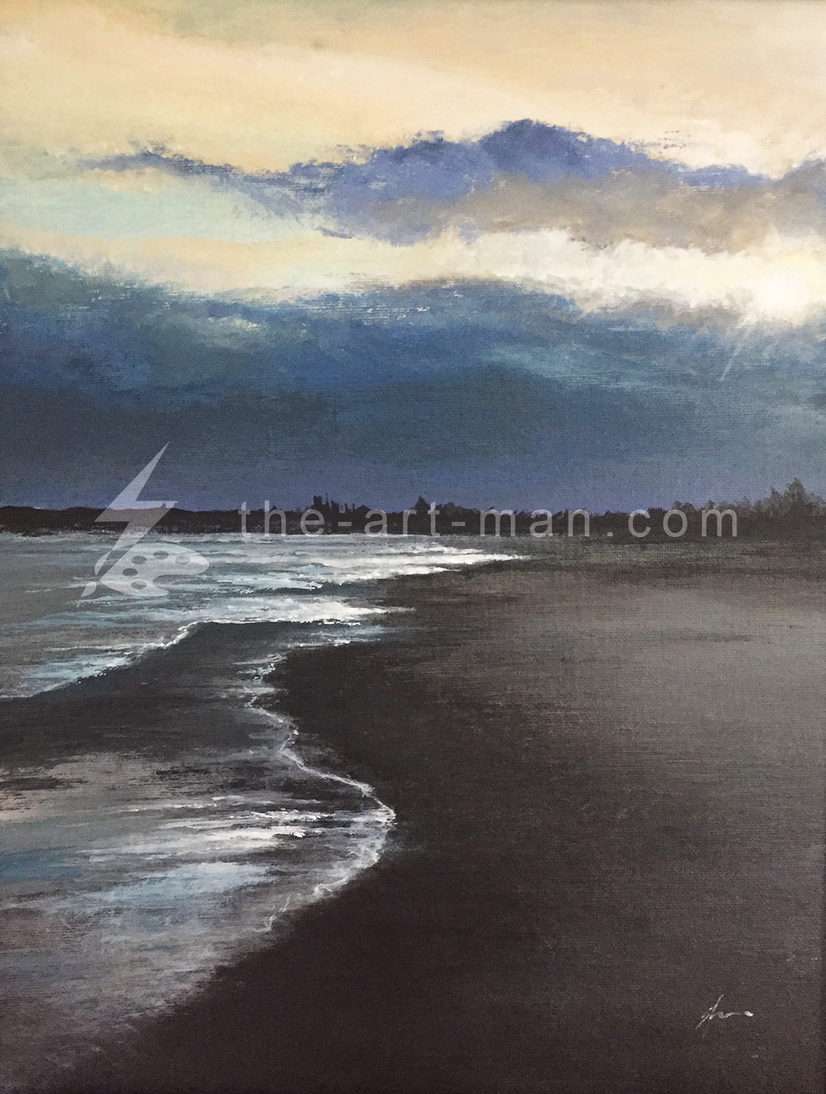 acrylics, painting, art, artwork, ocean, beach, landscape, landscapes