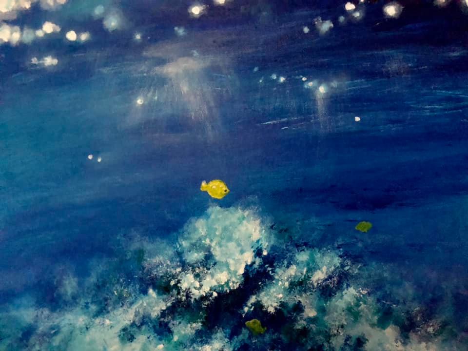 nebula, stars, acrylics, painting, art, artwork, ocean, beach, landscape, landscapes