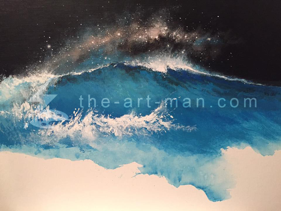 nebula, stars, acrylics, painting, art, artwork, ocean, beach, landscape, landscapes