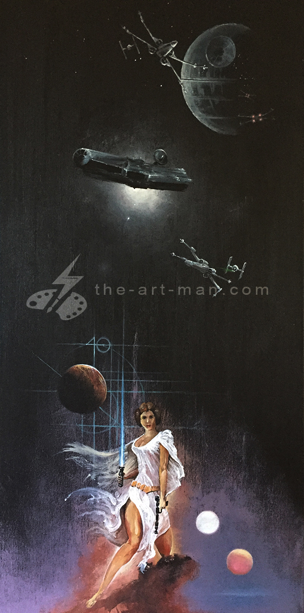 carrie fisher, princess leia, starwars, acrylics, painting, art, artwork, ocean, beach, landscape, landscapes