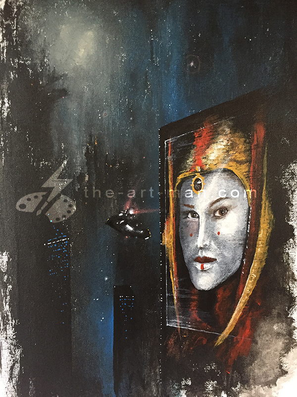 natalie portman, blade runner, starwars, spinner car, acrylics, painting, art, artwork, ocean, beach, landscape, landscapes