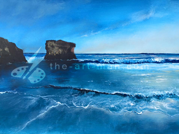 acrylics, painting, art, artwork, ocean, beach, landscape, landscapes